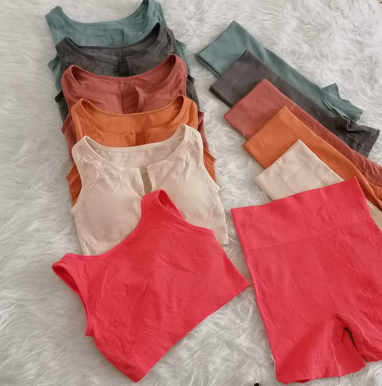 ست ورزشی نیمتنه شورتک زنانه جلو چاک دار نخ پنبه کبریتی زنانه